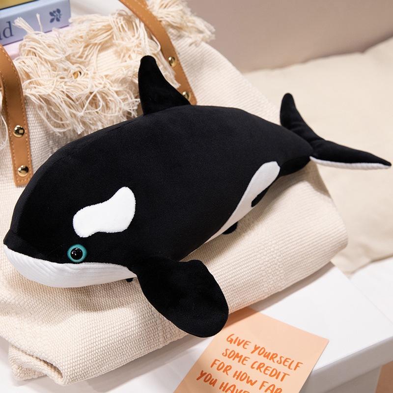 Cute Glowing Sea Life Shark Doll Plush Toy Black Killer Whale Doll Children's Soothing Ragdoll Doll