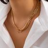 Hip Hop Metal Snake Bone Chain Necklace Punk Style Bead Stacked Necklace Woman