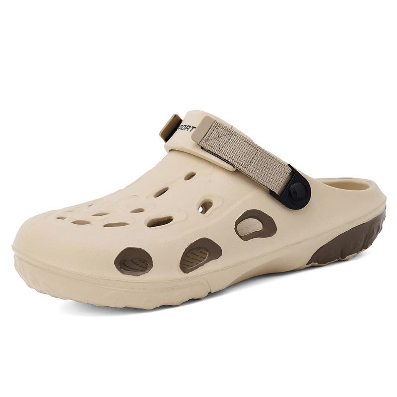 2025 Summer Bag Head Slippers Men Wear Beach Hole Shoes Large Size Simple Fashion Casual Cool Slippers