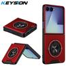 KEYSION Magnetic Phone Case for Samsung Z Flip 8 7 FE 6 5 Silicone+PC 360°Ring Stand Shockproof Cover for Galaxy Z Flip 5 6 7 8
