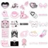 50 Pink Pixel-Style Yandere Stickers: Cute Japanese Cartoon Decor for Notebooks & Computers