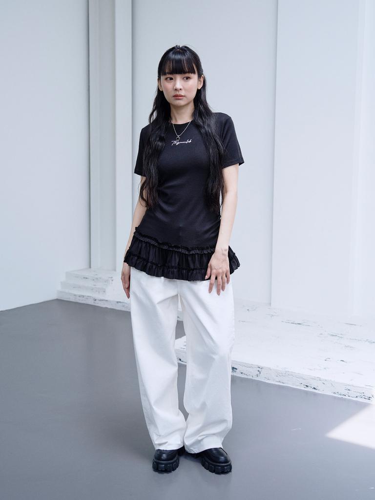THE GREEN LAB Tiered Short Sleeve T-Shirt [Black]