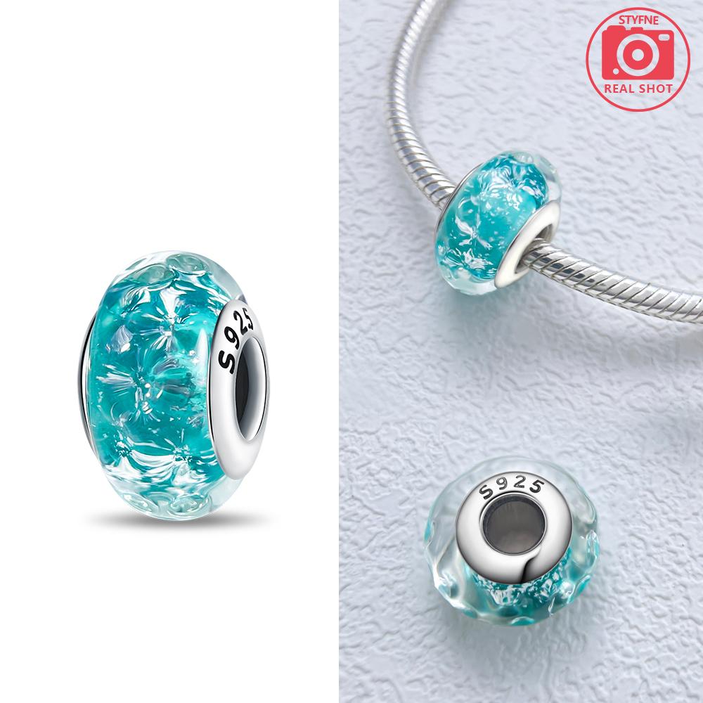 Authentic Certified Pink Glass Bead Blue Romantic Bead Charms Compatible With Bracelets Charm Bead Charms Copper Women Diy Jewellery Making
