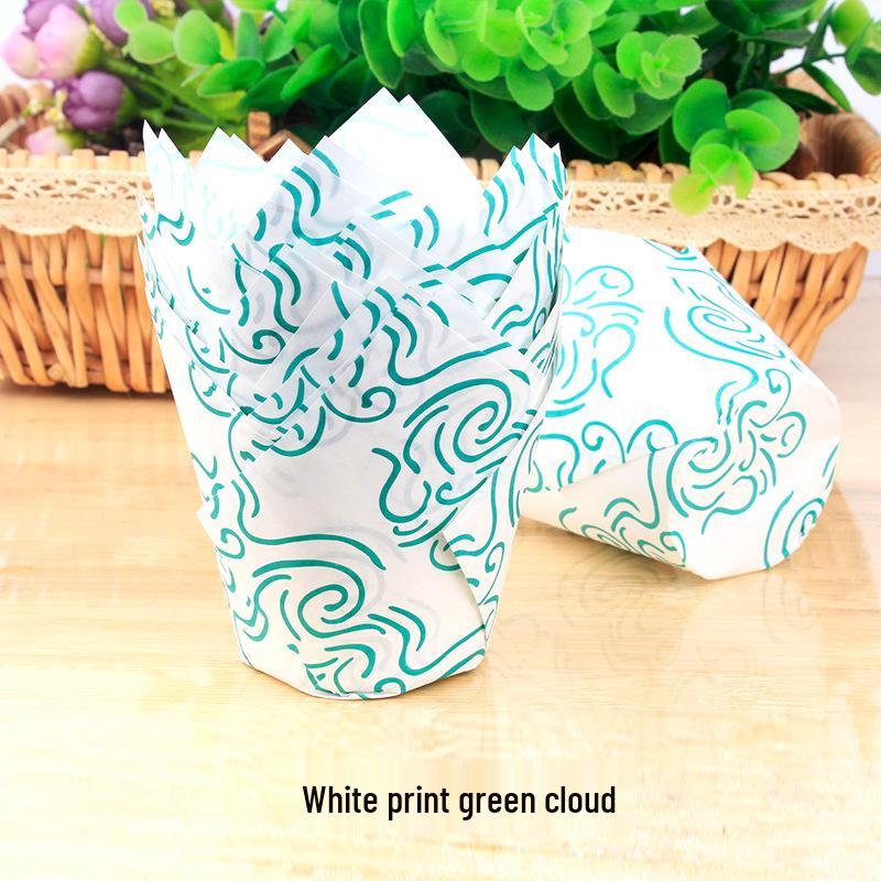 High-Temperature Resistant Solid Color Tulip Baking Cups - Oil-Proof Dessert Liners
