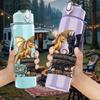 1PC Dark Dragon Book Floral Art 750ml Color Plastic Sports Water Bottle Leakproof Flip Straw Lid Suitable for Sports Office Home Use