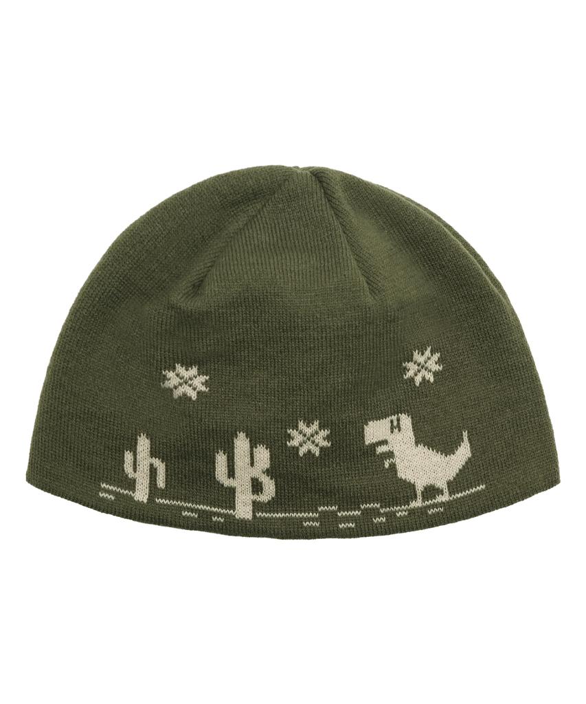 HIDDEN BEHIND Jacquard Dino Beanie (Green)