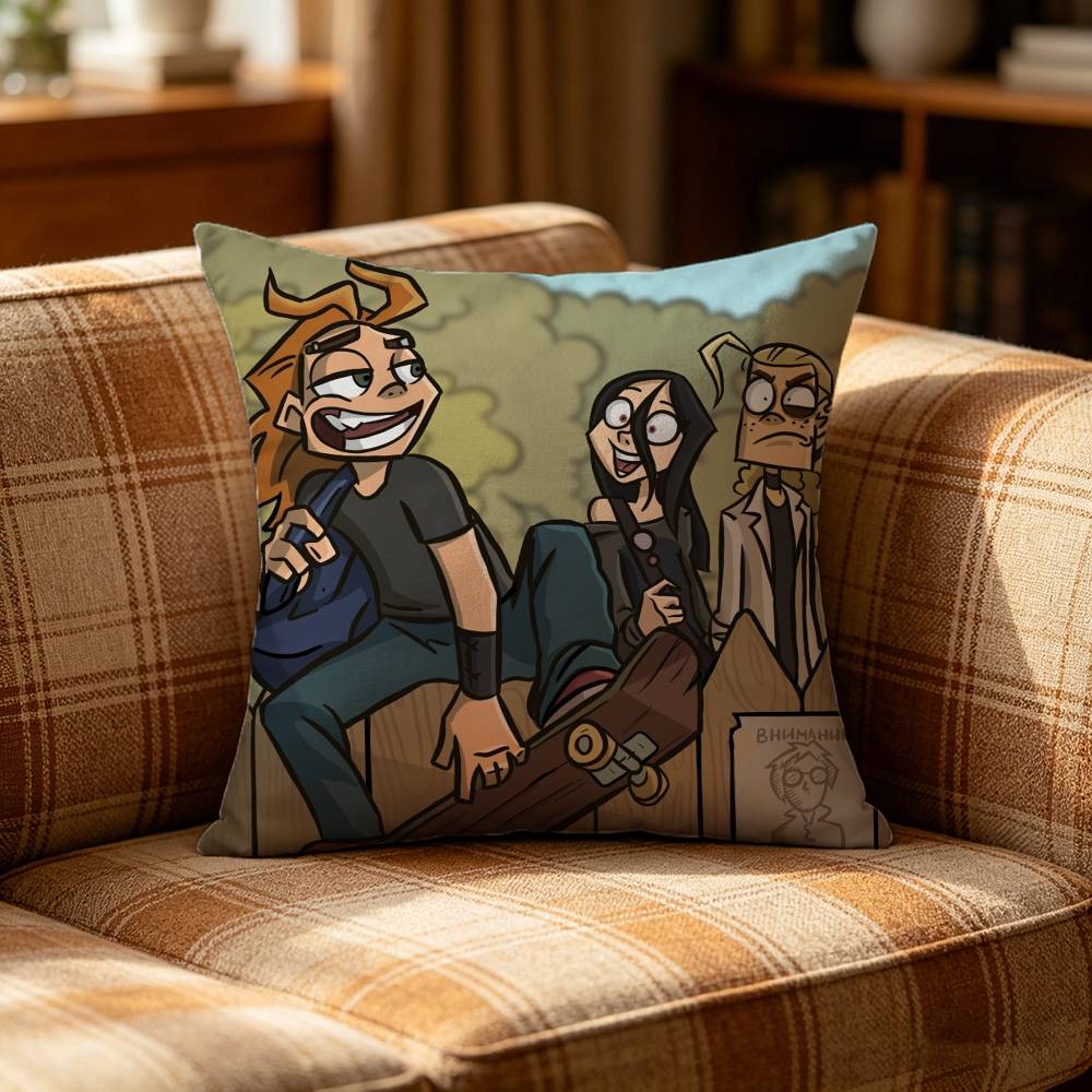 CCartoon MMetal Family Pillow Case Pattern Printed Pillowcase For Living Room Sofa Cushion Cover