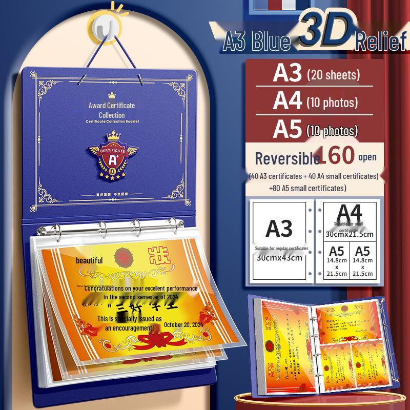 Student Certificate and Document Book - Thick A4/A3/A5 Storage for Test Papers and Honors