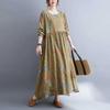 New Literary Plus Size Printed Long Sleeve Ethnic Style Dresses