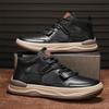 Fashion Leather Men's Boots Breathable Anti Slip Casual Sneakers High Top soft Man Ankle Boots Outdoor Non-slip Walking Shoes