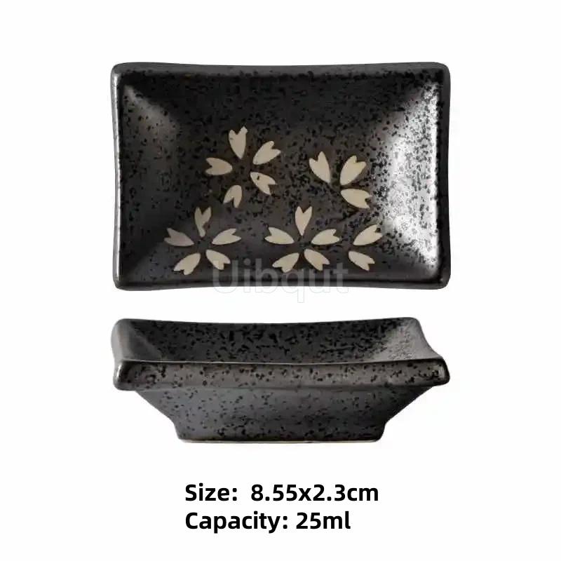 ceramic small square sauce dish Japanese style sushi dish flavoring sushi mustard plate soy sauce cherry blossom Pepper tray