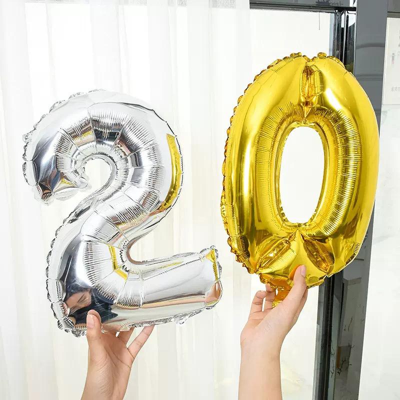 32 inch Number Figure Foil Balloons 10 20 30 40 50 60 70 80 90 Years Adult Old Birthday Party Anniversary Decoration Air Balloon