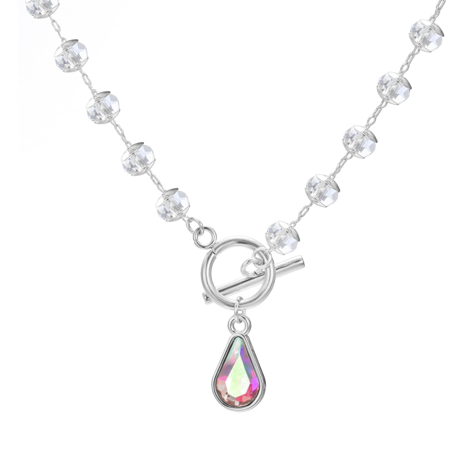 

My Shape Large Water Drop Rhinestone Pendant Necklace for Women Girls OT Buckle Gold Plated Jewelry Wedding Jewelry for Women