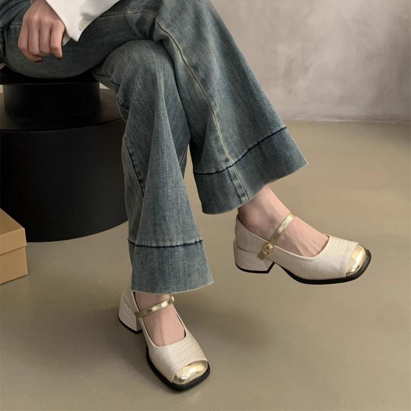 Square Head Shallow Mouth Thick Heel Single Shoes Women's Summer New Temperament High Heel Mary Jane Shoes