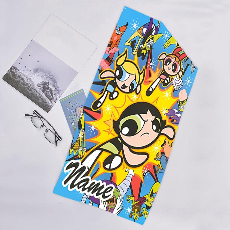 1pc The Powerpuff Girls11 Beach Towel with Custom Name, Beach/Swimming/Bath/Picnic/Camping Towel, Suitable for Seaside Beaches
