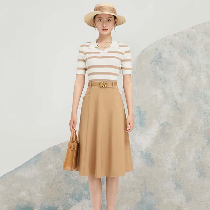 

JESSIE Striped Faux Two-Piece Short Sleeve Dress L