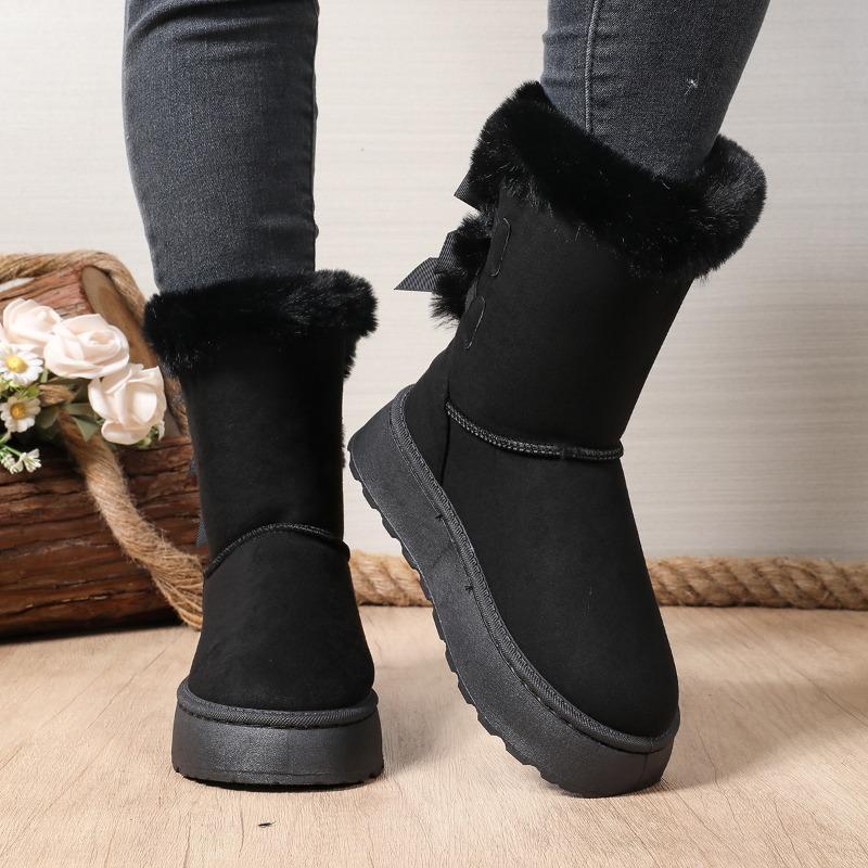 Thick-soled Warm Snow Boots Women's 2025 Winter New Plus-size Muffin with Fleece and Thickened Wool Mouth Mid-tube Cotton Shoes