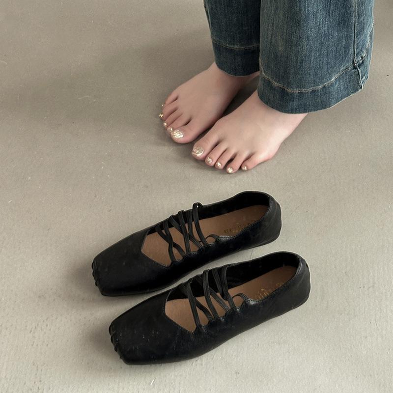 Summer temperament versatile solid color lace-up light mouth single shoes women's autumn fashion retro Mori casual wedge Mary Jane shoes