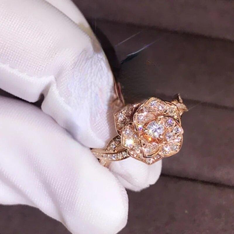 

Симпатичное модное кольцо с большим цветком, роскошное женское обручальное кольцо, винтажные обручальные кольца для вечеринки 7