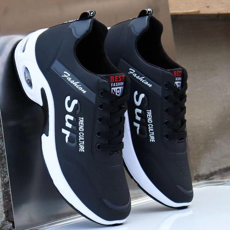 Soft sole casual versatile breathable leather surface student sports running shoes men's shoes lightweight