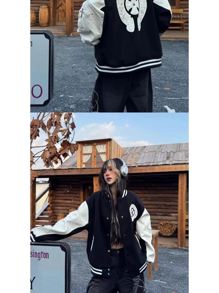 Unisex Baseballjacke im Retro-Stil - College-Trend (Frühling & Herbst 2025)