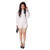 Spring and Autumn New European and American Women's Clothing Cross-border White Polka Dot Set Women's High Neck Waist Shirt Shorts Two-piece Set