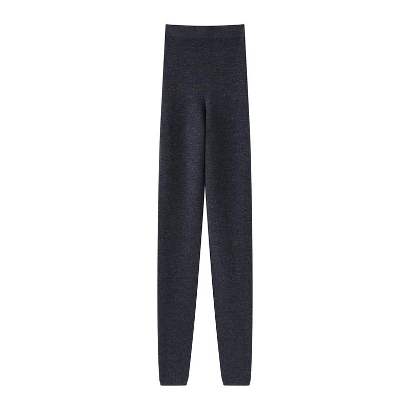 

Women s Spring-Summer Fine Knit Pure Wool Base Layer Pants - Soft, Skin-Friendly, Slim Fit, Solid Color L сірий колір