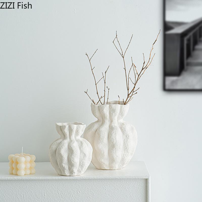 Flower Bud Ceramic Vase Desk Decoration Floral Arrangement Artificial Flowers Decorative Floral Vases Room Aesthetic Decor