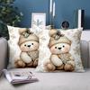 1 Stück Süßer Teddybär Weihnachtsmuster Dekokissen Polyester Kissenbezug, Sofa Dekokissenbezug