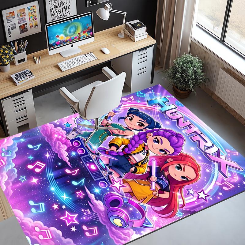 KPop Demon Hunters Pattern Rug, Indoor/Outdoor Mat, for Picnic, Gameroom, Bedroom, Office, Living Room, Home Decor Carpet, Birthday Gift