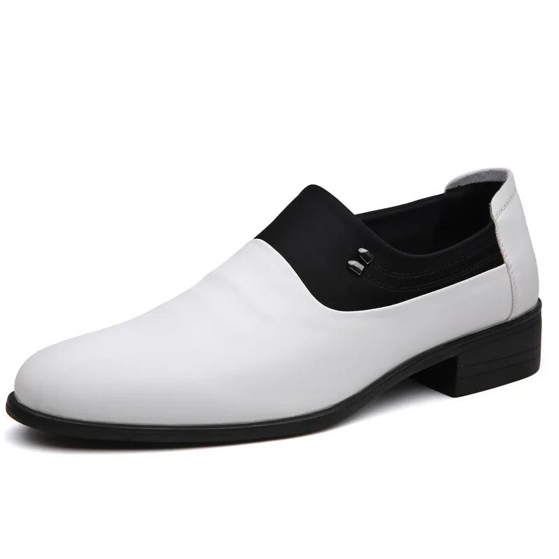 Fashion Fashion Thick Heel Leather Slip-on Business Dress Shoes for Men New Soft Sole Spring Autumn Designer Wedding Brogue Shoes Male