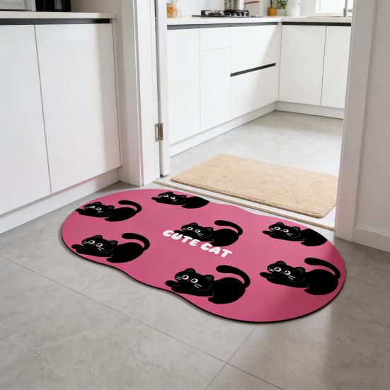 Kreskówkowy Zwierzęcy Dywanik Łazienkowy Chłonny Z Ziemi Okrzemkowej Antypoślizgowy Uroczy Kot Pies Mata Podłogowa do Wejścia Łazienki Kuchni Prysznica