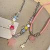 Summer five colored beaded love candy necklace design sweet dopamine accessories sweet cool babes collarbone chain