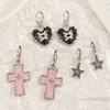 Goth Vintage Cute Bowknot Pink Strawberry Heart Star Pendant Earrings Egirl Gothic 2000s Y2K EMO Rave Zircon Scene Accessories