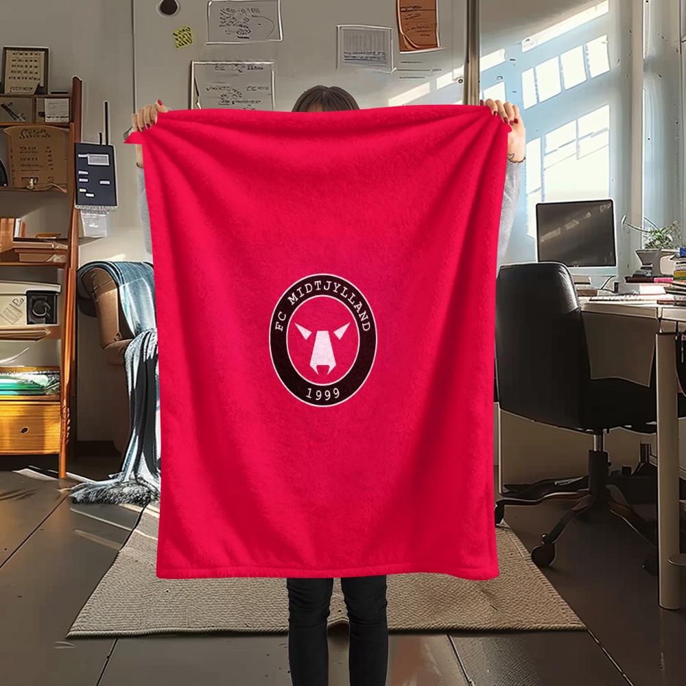 FC Midtjylland Flanelldecke mit Aufdruck, Hohe Qualität, Bequem für alle Jahreszeiten, Heimdekoration, Wärme und Komfort
