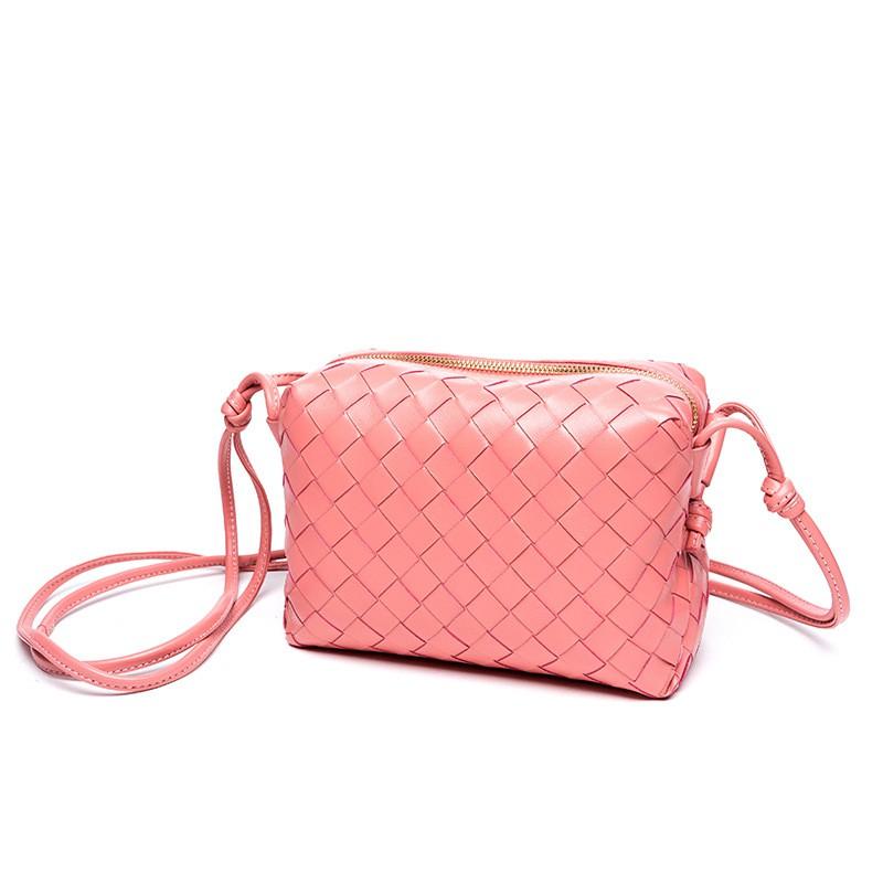 Womens Crossbody Bag Genuine Leather Woven Shell Design Medium Pillow Shape Daily Use Fashion Accessory