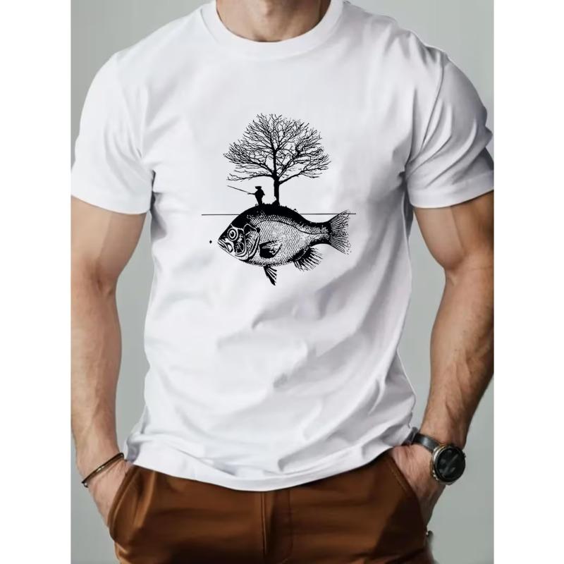 Men'S Casual Short-Sleeve T-Shirt, Round Neck, Slightly Stretchy, Solid Color, Summer, Regular Fit, Adult