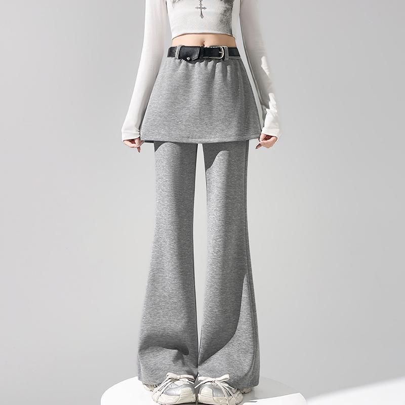 High Waist Micro-Flare Pants: Women's Spring/Summer Slimming Casual Floor-Length Style with Fake Two-Piece Design