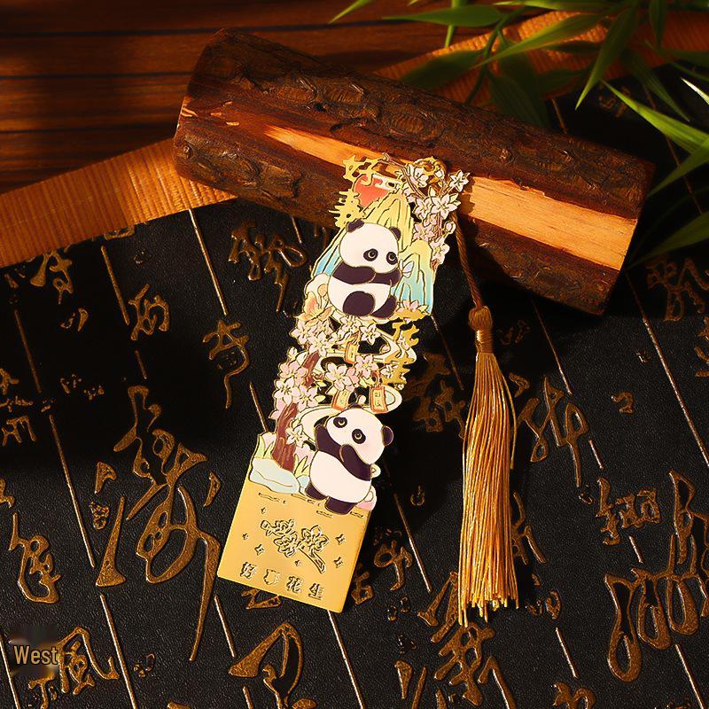 Metall-Lesezeichen mit Quaste - Panda, Klassischer Chinesischer Stil, Kulturelles Souvenir aus dem Palastmuseum