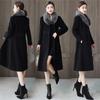 Big Fur Collor Women Woolen Coat Black Long Trench Coat Jacket Slim Wool Blend Coat Elegant Casual Jacket Vintage Gothic Jacket