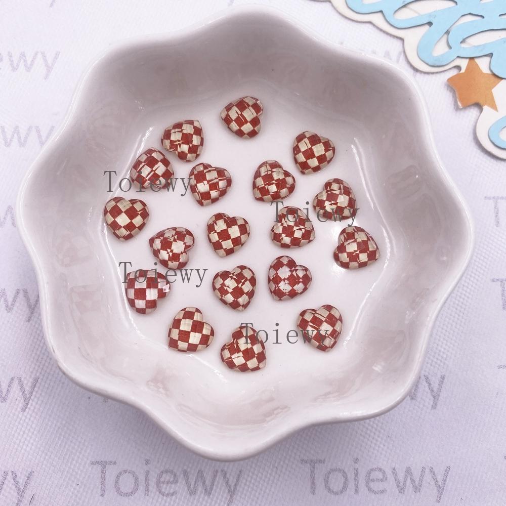 

100pcs Resin 8mm Heart Leopard Print Patterns Grid Crystal Flat back Rhinestone DIY Wedding Scrapbook Nail Art Appliques Crafts