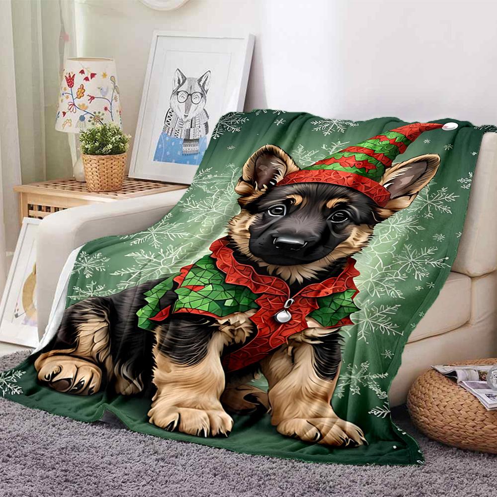 1pc Christmas Winter dog Blanket Lightweight Flannel Blanket Throw Blanket For Sofa, Bed, Travel, Camping, Livingroom, Couch, Chair, And Bed yy2509026