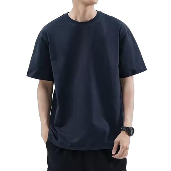Men Solid Color T-Shirt Round Sleeve Summer Tee Neck Short Casual Loose Fit Tee Shirt