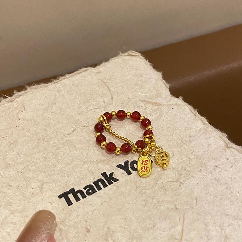 

Geometric Ring Contemporary For Women Crafted From Copper Adorned With Rich Red Agate