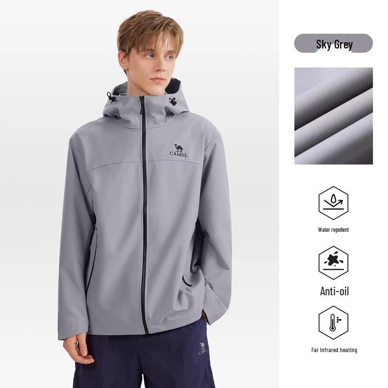 Camel Unisex Outdoor Softshell Hooded Windbreaker Jacket