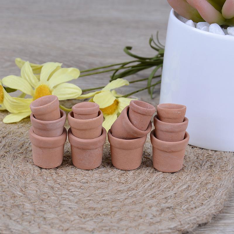 12 Pcs Dollhouse 1:12 Miniature Flower Pot Handmade Red Clay Pot Garden Home