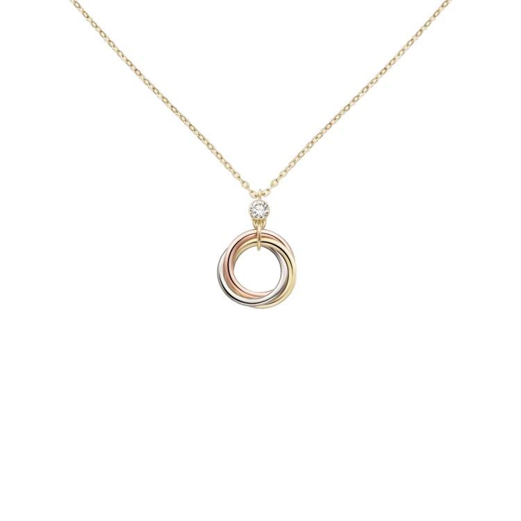 Kajia 925 Silver CNC Diamond Three-Tone Triple Ring Necklace