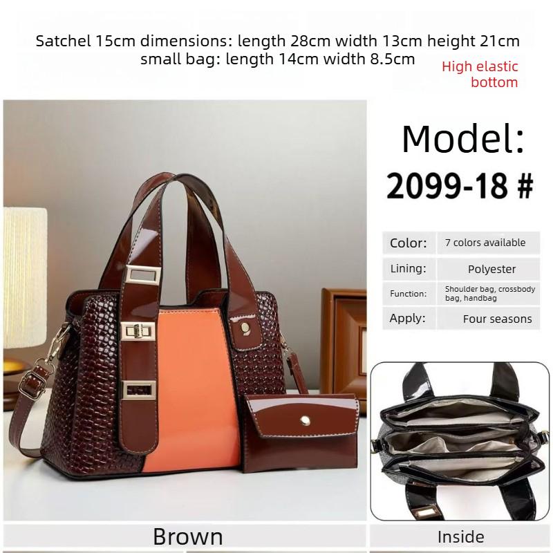 New Fashionable Woven Fabric Splicing Color Collision Women's Handbag with Large Capacity