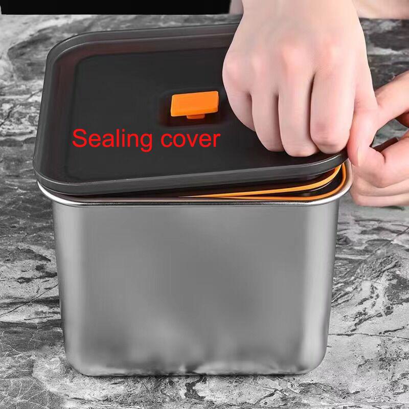 

Квадратный контейнер для фруктов и овощей из нержавеющей стали с крышкой, вакуумный микрохолодильник, герметичный контейнер для специй, подогреваемый ланч-бокс 12cm