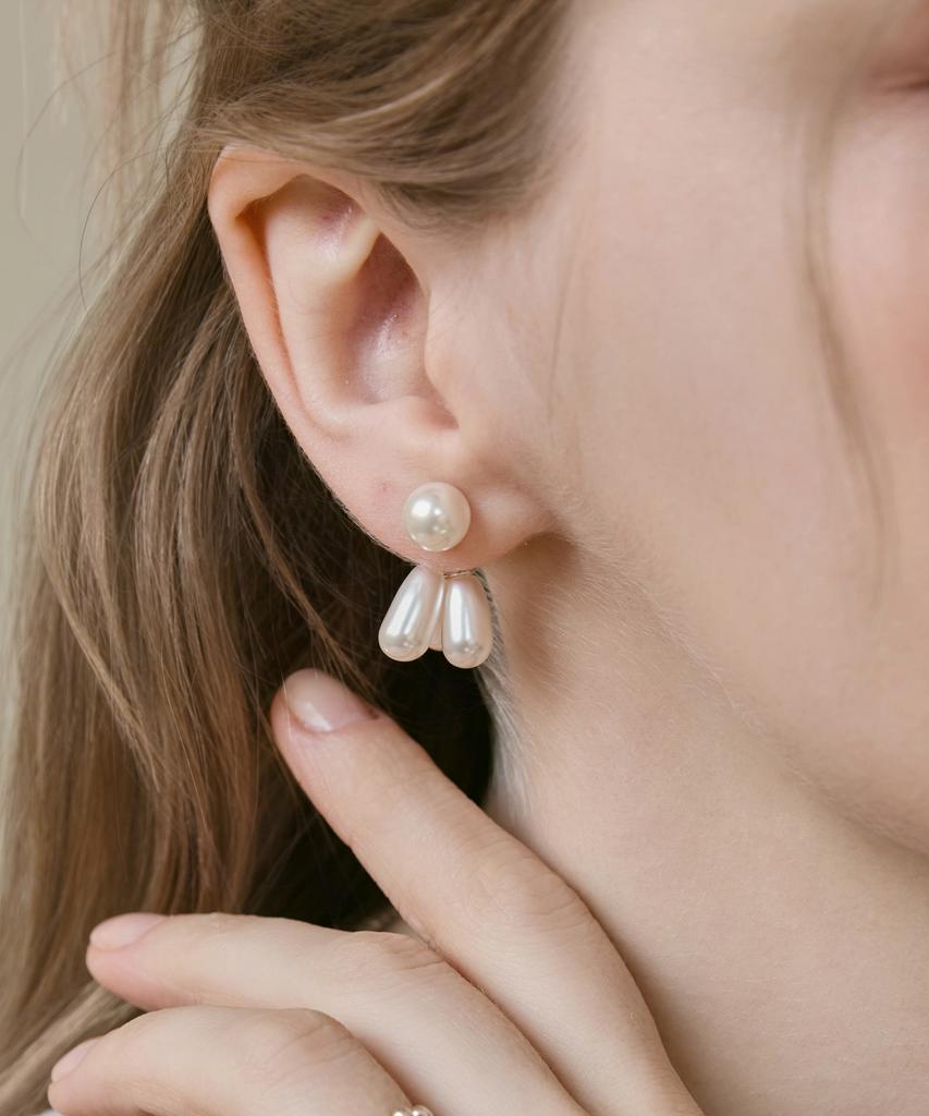Dmoment (925 Silver) Soft Drop Pearl Earrings
